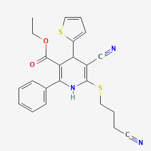 molecular formula C23H21N3O2S2 B11333361 Ethyl 5-cyano-6-[(3-cyanopropyl)sulfanyl]-2-phenyl-4-(thiophen-2-yl)-1,4-dihydropyridine-3-carboxylate 