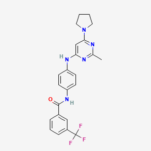 molecular formula C23H22F3N5O B11333366 N-(4-{[2-Methyl-6-(pyrrolidin-1-YL)pyrimidin-4-YL]amino}phenyl)-3-(trifluoromethyl)benzamide 
