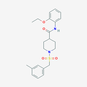 molecular formula C22H28N2O4S B11333375 N-(2-ethoxyphenyl)-1-[(3-methylbenzyl)sulfonyl]piperidine-4-carboxamide 