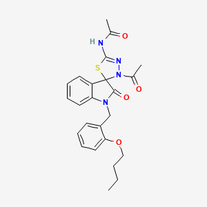molecular formula C24H26N4O4S B11333421 N-[3'-acetyl-1-(2-butoxybenzyl)-2-oxo-1,2-dihydro-3'H-spiro[indole-3,2'-[1,3,4]thiadiazol]-5'-yl]acetamide 