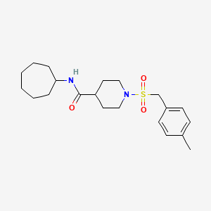 molecular formula C21H32N2O3S B11333523 N-cycloheptyl-1-[(4-methylbenzyl)sulfonyl]piperidine-4-carboxamide 