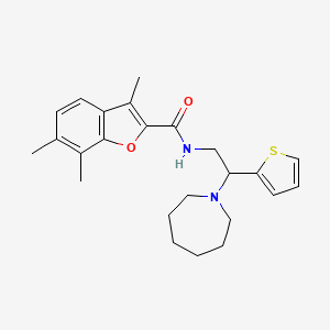 molecular formula C24H30N2O2S B11333593 N-[2-(azepan-1-yl)-2-(thiophen-2-yl)ethyl]-3,6,7-trimethyl-1-benzofuran-2-carboxamide 