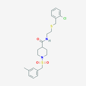 molecular formula C23H29ClN2O3S2 B11333834 N-{2-[(2-chlorobenzyl)sulfanyl]ethyl}-1-[(3-methylbenzyl)sulfonyl]piperidine-4-carboxamide 