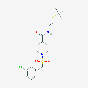 molecular formula C19H29ClN2O3S2 B11334057 N-[2-(tert-butylsulfanyl)ethyl]-1-[(3-chlorobenzyl)sulfonyl]piperidine-4-carboxamide 