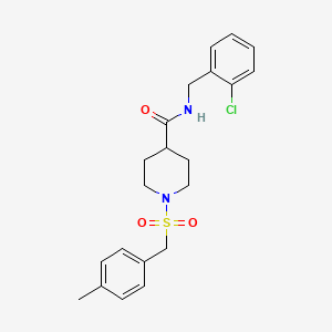 molecular formula C21H25ClN2O3S B11334379 N-(2-chlorobenzyl)-1-[(4-methylbenzyl)sulfonyl]piperidine-4-carboxamide 