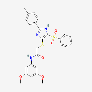 molecular formula C26H25N3O5S2 B11334531 N-(3,5-dimethoxyphenyl)-2-{[2-(4-methylphenyl)-4-(phenylsulfonyl)-1H-imidazol-5-yl]sulfanyl}acetamide 