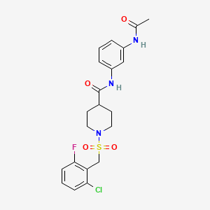 molecular formula C21H23ClFN3O4S B11334680 N-[3-(acetylamino)phenyl]-1-[(2-chloro-6-fluorobenzyl)sulfonyl]piperidine-4-carboxamide 