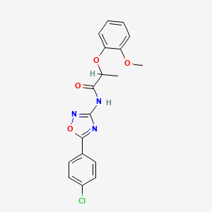 molecular formula C18H16ClN3O4 B11334839 N-[5-(4-chlorophenyl)-1,2,4-oxadiazol-3-yl]-2-(2-methoxyphenoxy)propanamide 