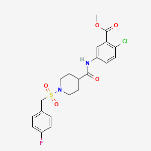 molecular formula C21H22ClFN2O5S B11334923 Methyl 2-chloro-5-[({1-[(4-fluorobenzyl)sulfonyl]piperidin-4-yl}carbonyl)amino]benzoate 