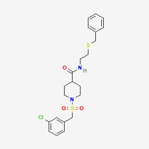 molecular formula C22H27ClN2O3S2 B11335236 N-[2-(benzylsulfanyl)ethyl]-1-[(3-chlorobenzyl)sulfonyl]piperidine-4-carboxamide 