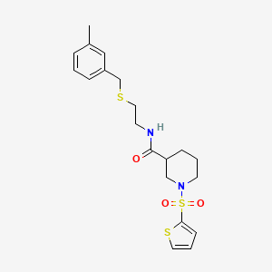 molecular formula C20H26N2O3S3 B11335604 N-{2-[(3-methylbenzyl)sulfanyl]ethyl}-1-(thiophen-2-ylsulfonyl)piperidine-3-carboxamide 