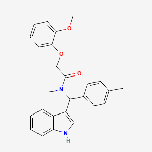 molecular formula C26H26N2O3 B11335627 N-[1H-indol-3-yl(4-methylphenyl)methyl]-2-(2-methoxyphenoxy)-N-methylacetamide 