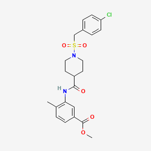 molecular formula C22H25ClN2O5S B11335696 Methyl 3-[({1-[(4-chlorobenzyl)sulfonyl]piperidin-4-yl}carbonyl)amino]-4-methylbenzoate 