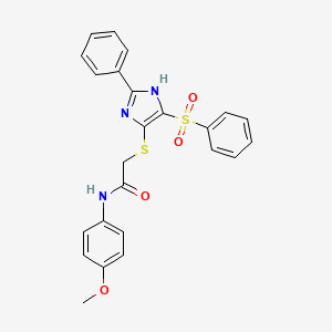 molecular formula C24H21N3O4S2 B11335701 N-(4-methoxyphenyl)-2-{[2-phenyl-4-(phenylsulfonyl)-1H-imidazol-5-yl]sulfanyl}acetamide 