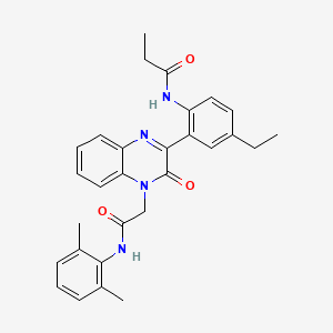 molecular formula C29H30N4O3 B11336001 N-[2-(4-{2-[(2,6-dimethylphenyl)amino]-2-oxoethyl}-3-oxo-3,4-dihydroquinoxalin-2-yl)-4-ethylphenyl]propanamide 
