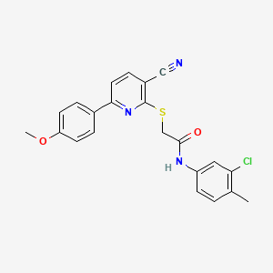 molecular formula C22H18ClN3O2S B11336251 N-(3-chloro-4-methylphenyl)-2-{[3-cyano-6-(4-methoxyphenyl)pyridin-2-yl]sulfanyl}acetamide 