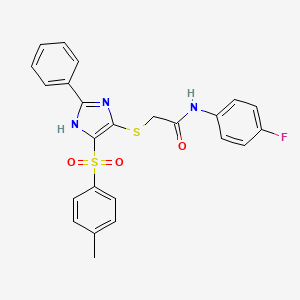 molecular formula C24H20FN3O3S2 B11336661 N-(4-fluorophenyl)-2-({4-[(4-methylphenyl)sulfonyl]-2-phenyl-1H-imidazol-5-yl}sulfanyl)acetamide 