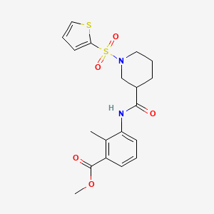 molecular formula C19H22N2O5S2 B11336709 Methyl 2-methyl-3-({[1-(thiophen-2-ylsulfonyl)piperidin-3-yl]carbonyl}amino)benzoate 