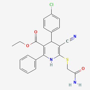 molecular formula C23H20ClN3O3S B11336748 Ethyl 6-[(2-amino-2-oxoethyl)sulfanyl]-4-(4-chlorophenyl)-5-cyano-2-phenyl-1,4-dihydropyridine-3-carboxylate 