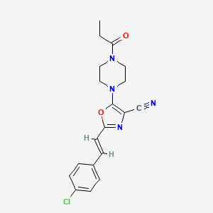 molecular formula C19H19ClN4O2 B11336783 2-[(E)-2-(4-chlorophenyl)ethenyl]-5-(4-propanoylpiperazin-1-yl)-1,3-oxazole-4-carbonitrile 