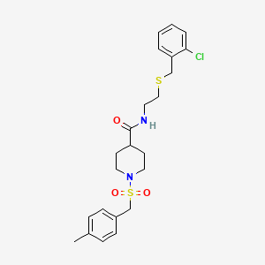 molecular formula C23H29ClN2O3S2 B11336823 N-{2-[(2-chlorobenzyl)sulfanyl]ethyl}-1-[(4-methylbenzyl)sulfonyl]piperidine-4-carboxamide 
