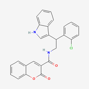 molecular formula C26H19ClN2O3 B11336949 N-[2-(2-chlorophenyl)-2-(1H-indol-3-yl)ethyl]-2-oxo-2H-chromene-3-carboxamide 