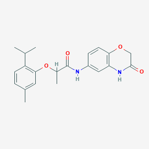 molecular formula C21H24N2O4 B11337179 2-[5-methyl-2-(propan-2-yl)phenoxy]-N-(3-oxo-3,4-dihydro-2H-1,4-benzoxazin-6-yl)propanamide 