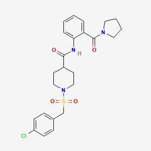 molecular formula C24H28ClN3O4S B11337212 1-[(4-chlorobenzyl)sulfonyl]-N-[2-(pyrrolidin-1-ylcarbonyl)phenyl]piperidine-4-carboxamide 