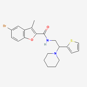 molecular formula C21H23BrN2O2S B11337230 5-bromo-3-methyl-N-[2-(piperidin-1-yl)-2-(thiophen-2-yl)ethyl]-1-benzofuran-2-carboxamide 