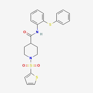 molecular formula C22H22N2O3S3 B11337291 N-[2-(phenylsulfanyl)phenyl]-1-(thiophen-2-ylsulfonyl)piperidine-4-carboxamide 