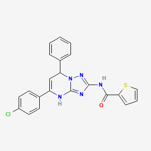 molecular formula C22H16ClN5OS B11337345 N-[5-(4-chlorophenyl)-7-phenyl-4,7-dihydro[1,2,4]triazolo[1,5-a]pyrimidin-2-yl]thiophene-2-carboxamide 
