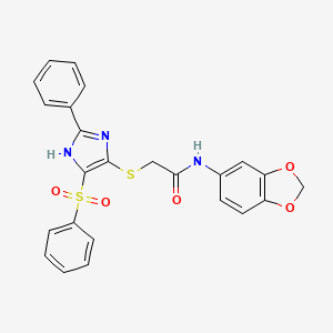 molecular formula C24H19N3O5S2 B11337367 N-(1,3-benzodioxol-5-yl)-2-{[2-phenyl-4-(phenylsulfonyl)-1H-imidazol-5-yl]sulfanyl}acetamide 