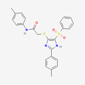 molecular formula C25H23N3O3S2 B11337450 N-(4-methylphenyl)-2-{[2-(4-methylphenyl)-4-(phenylsulfonyl)-1H-imidazol-5-yl]sulfanyl}acetamide 