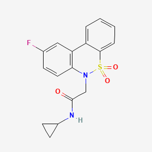 molecular formula C17H15FN2O3S B11337673 N-cyclopropyl-2-(9-fluoro-5,5-dioxido-6H-dibenzo[c,e][1,2]thiazin-6-yl)acetamide 