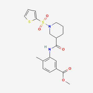 molecular formula C19H22N2O5S2 B11337800 Methyl 4-methyl-3-({[1-(thiophen-2-ylsulfonyl)piperidin-3-yl]carbonyl}amino)benzoate 