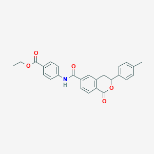 molecular formula C26H23NO5 B11337949 ethyl 4-({[3-(4-methylphenyl)-1-oxo-3,4-dihydro-1H-isochromen-6-yl]carbonyl}amino)benzoate 