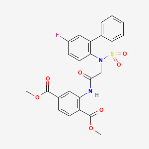 molecular formula C24H19FN2O7S B11338159 dimethyl 2-{[(9-fluoro-5,5-dioxido-6H-dibenzo[c,e][1,2]thiazin-6-yl)acetyl]amino}terephthalate 