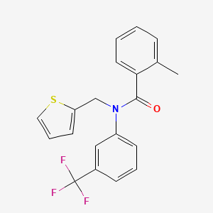 molecular formula C20H16F3NOS B11338224 2-methyl-N-(thiophen-2-ylmethyl)-N-[3-(trifluoromethyl)phenyl]benzamide 