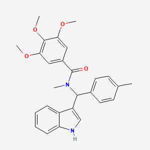molecular formula C27H28N2O4 B11338293 N-[1H-indol-3-yl(4-methylphenyl)methyl]-3,4,5-trimethoxy-N-methylbenzamide 