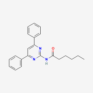 molecular formula C22H23N3O B11338395 N-(4,6-diphenylpyrimidin-2-yl)hexanamide CAS No. 820961-67-9