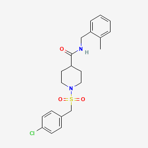 molecular formula C21H25ClN2O3S B11338531 1-[(4-chlorobenzyl)sulfonyl]-N-(2-methylbenzyl)piperidine-4-carboxamide 