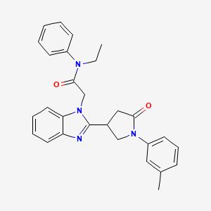 molecular formula C28H28N4O2 B11338815 N-ethyl-2-{2-[1-(3-methylphenyl)-5-oxopyrrolidin-3-yl]-1H-benzimidazol-1-yl}-N-phenylacetamide 