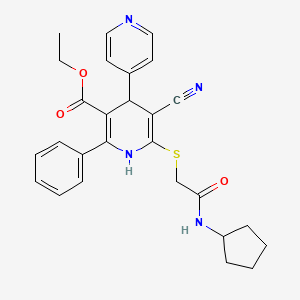 molecular formula C27H28N4O3S B11338883 Ethyl 5-cyano-6-{[2-(cyclopentylamino)-2-oxoethyl]sulfanyl}-2-phenyl-1,4-dihydro-4,4'-bipyridine-3-carboxylate 