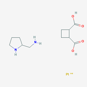 molecular formula C11H20N2O4Pt+2 B011339 2-Aminomethylpyrrolidine(1,1-cyclobutanedicarboxalato)platinum(II) CAS No. 103746-25-4