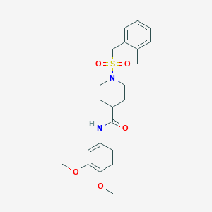 molecular formula C22H28N2O5S B11339039 N-(3,4-dimethoxyphenyl)-1-[(2-methylbenzyl)sulfonyl]piperidine-4-carboxamide 