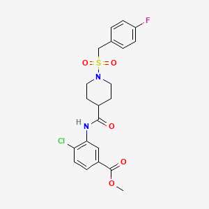molecular formula C21H22ClFN2O5S B11339148 Methyl 4-chloro-3-[({1-[(4-fluorobenzyl)sulfonyl]piperidin-4-yl}carbonyl)amino]benzoate 