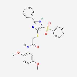 molecular formula C25H23N3O5S2 B11339372 N-(2,5-dimethoxyphenyl)-2-{[2-phenyl-4-(phenylsulfonyl)-1H-imidazol-5-yl]sulfanyl}acetamide 