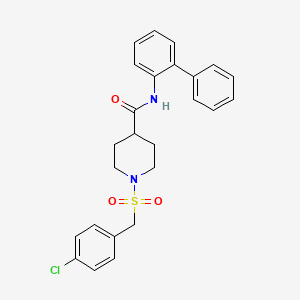 molecular formula C25H25ClN2O3S B11339415 N-(biphenyl-2-yl)-1-[(4-chlorobenzyl)sulfonyl]piperidine-4-carboxamide 