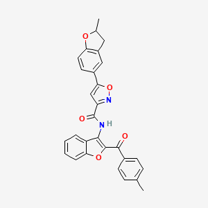 molecular formula C29H22N2O5 B11339856 5-(2-methyl-2,3-dihydro-1-benzofuran-5-yl)-N-{2-[(4-methylphenyl)carbonyl]-1-benzofuran-3-yl}-1,2-oxazole-3-carboxamide 