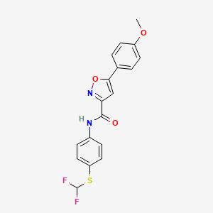 molecular formula C18H14F2N2O3S B11340460 N-{4-[(difluoromethyl)sulfanyl]phenyl}-5-(4-methoxyphenyl)-1,2-oxazole-3-carboxamide 